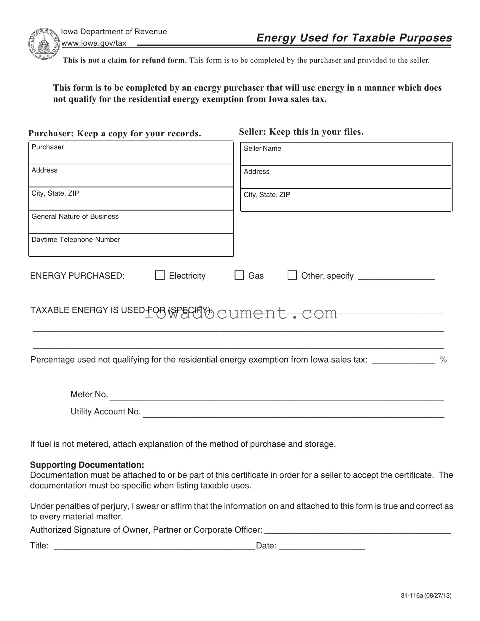 Blank Iowa 31 116A Template