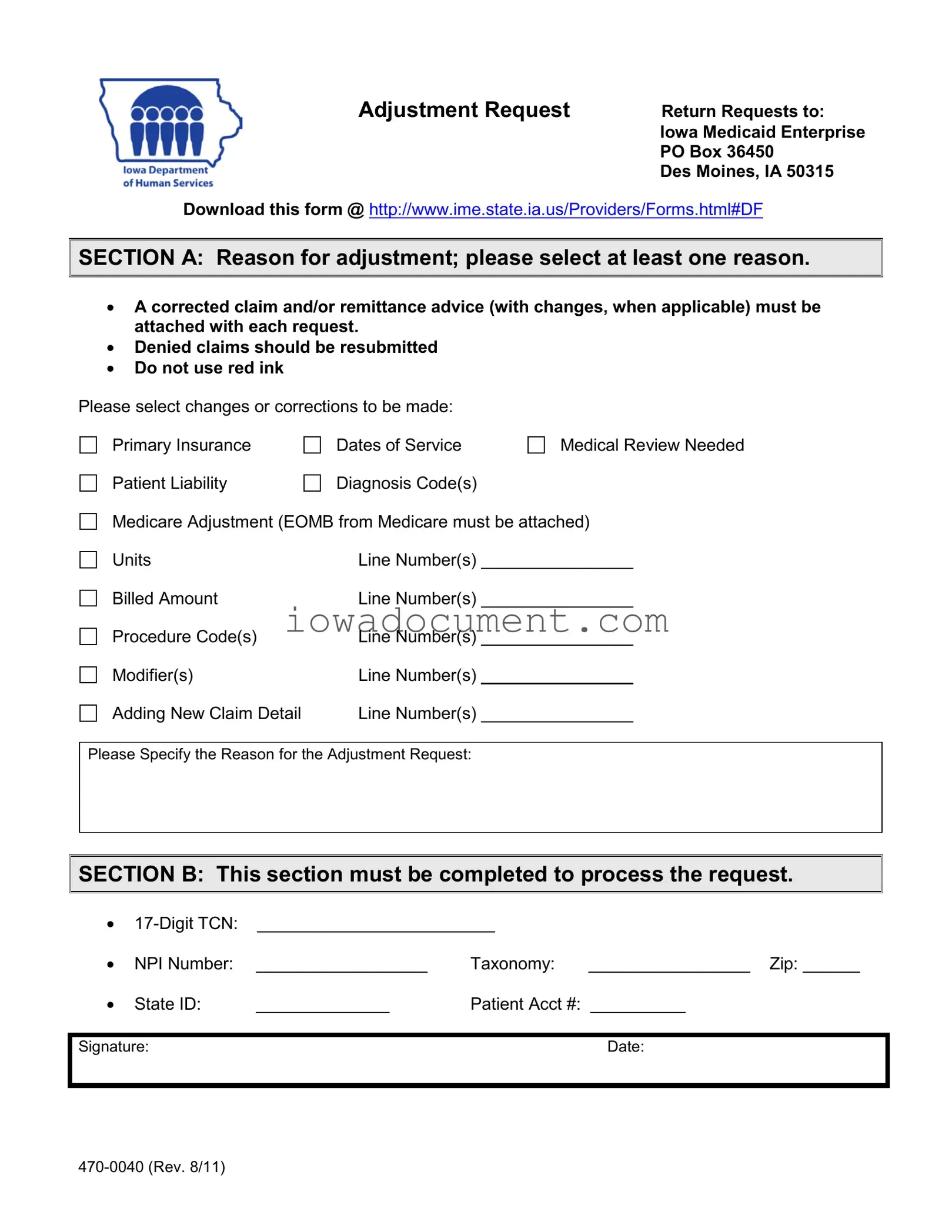Blank Iowa 470 0040 Template