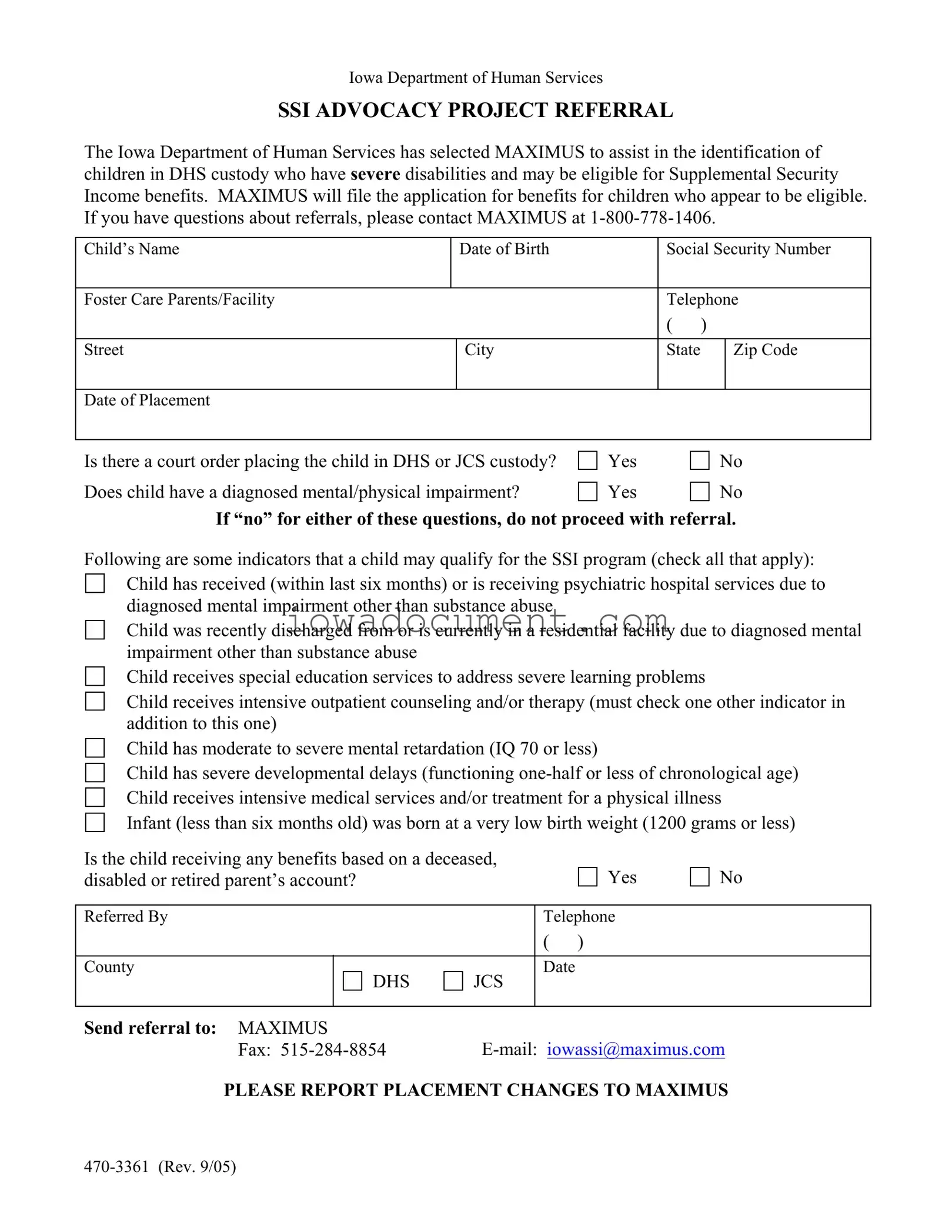 Blank Iowa 470 3361 Template