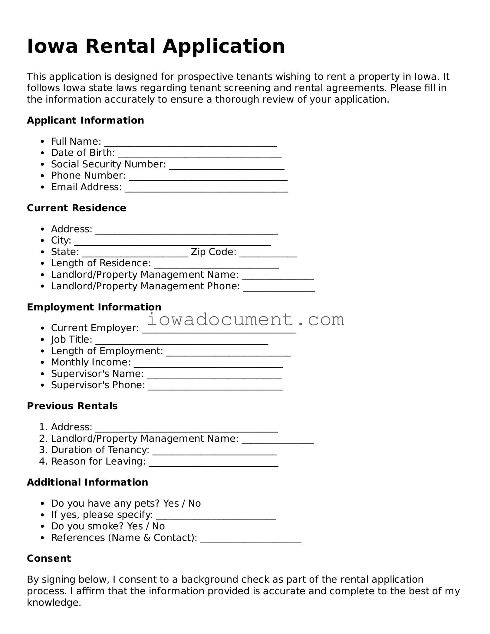 Attorney-Approved Iowa Rental Application Form
