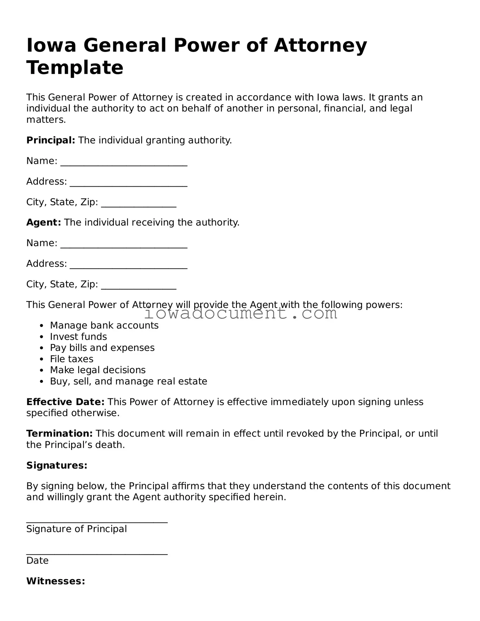 Attorney-Approved Iowa General Power of Attorney Form