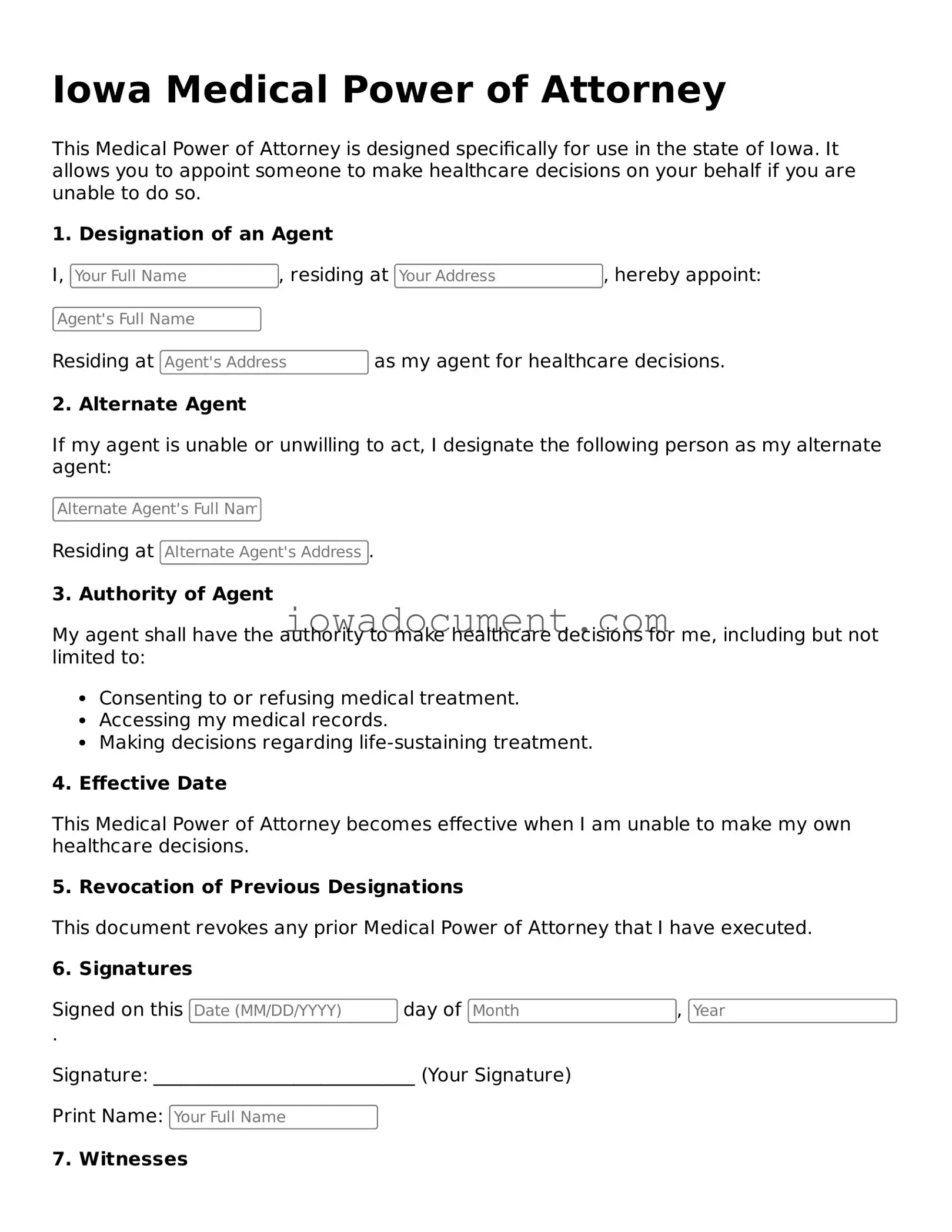 Attorney-Approved Iowa Medical Power of Attorney Form