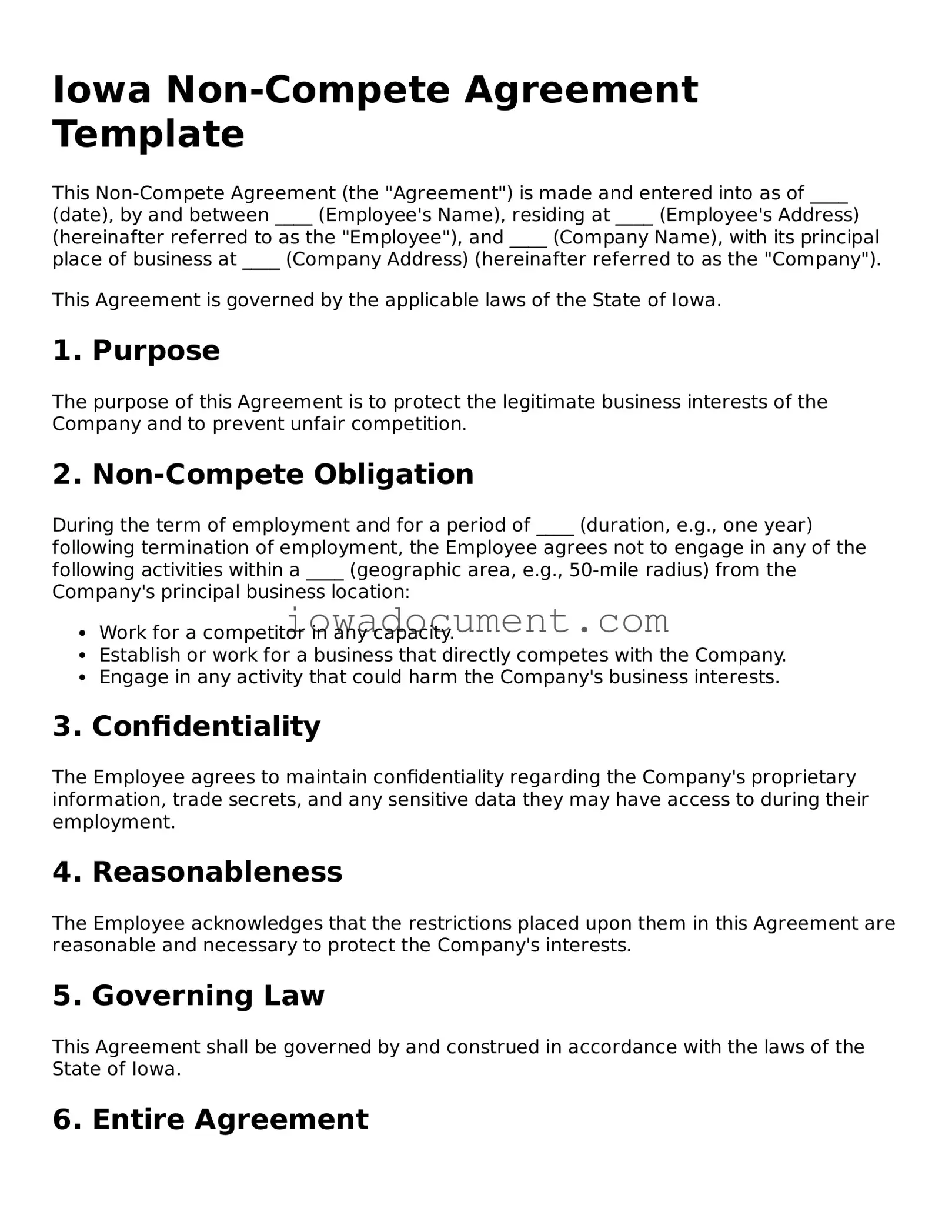Attorney-Approved Iowa Non-compete Agreement Form