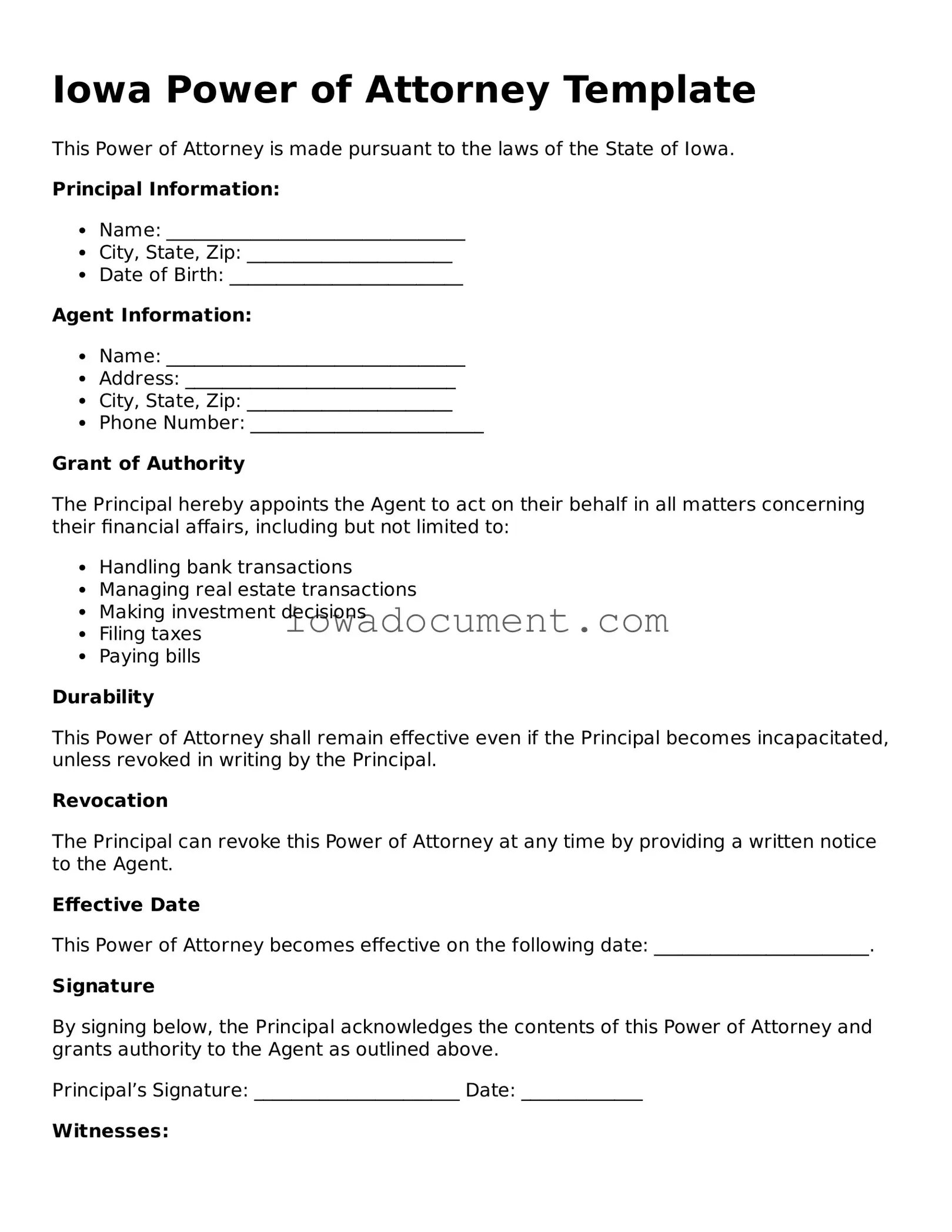 Attorney-Approved Iowa Power of Attorney Form