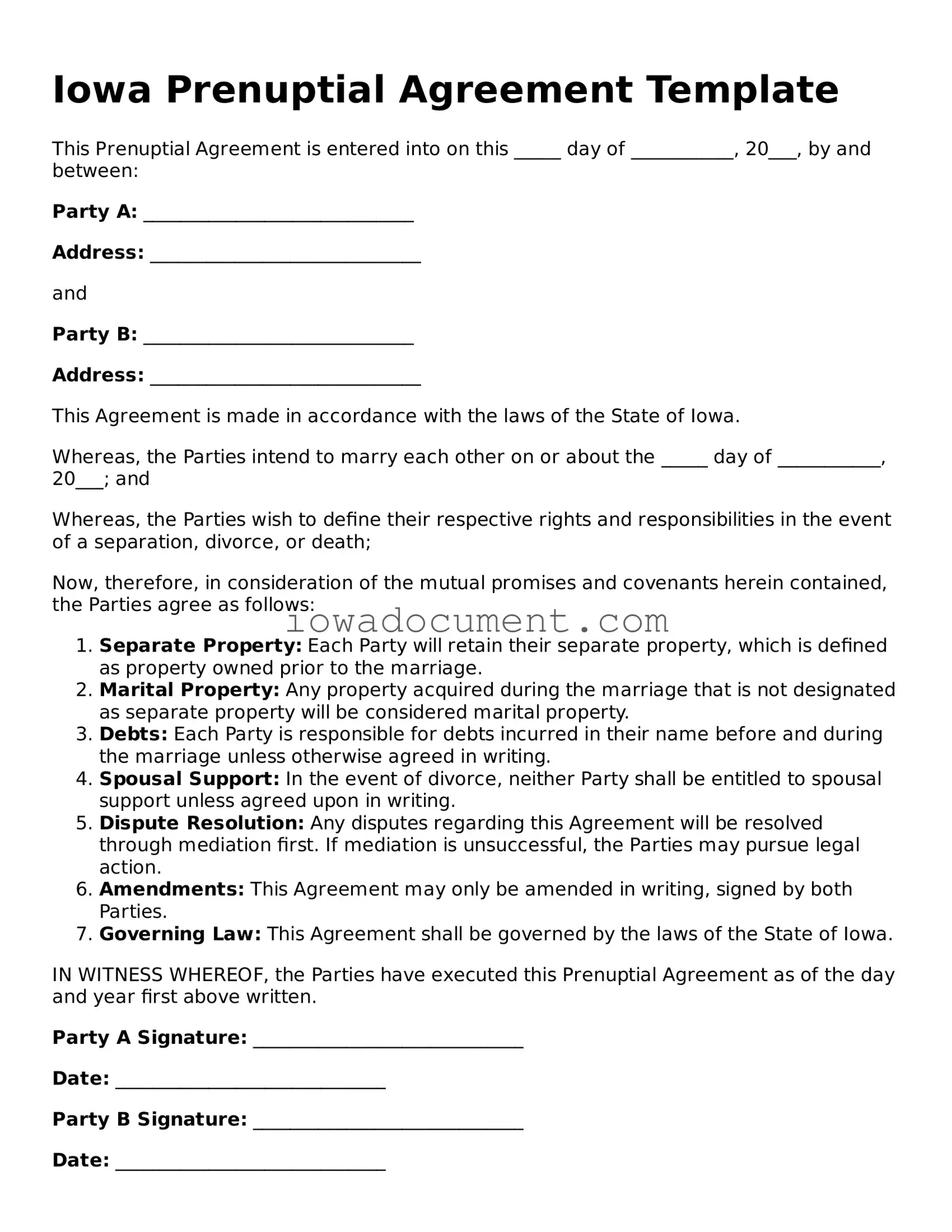 Attorney-Approved Iowa Prenuptial Agreement Form