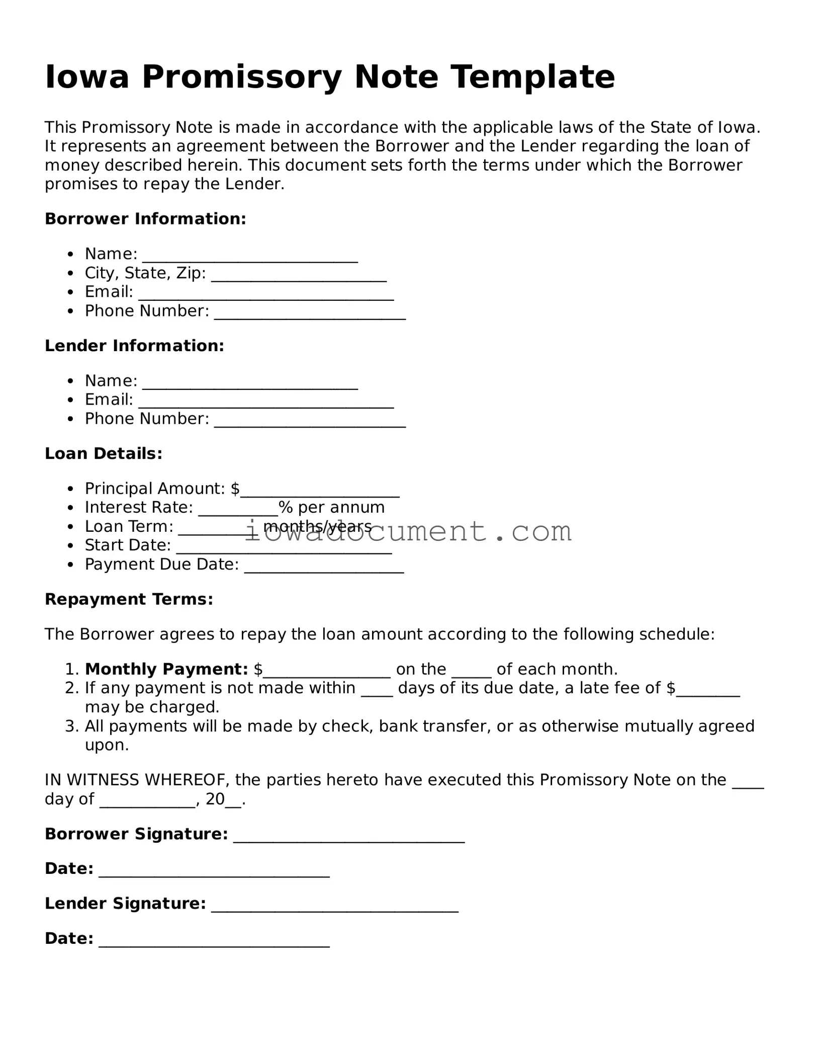 Attorney-Approved Iowa Promissory Note Form