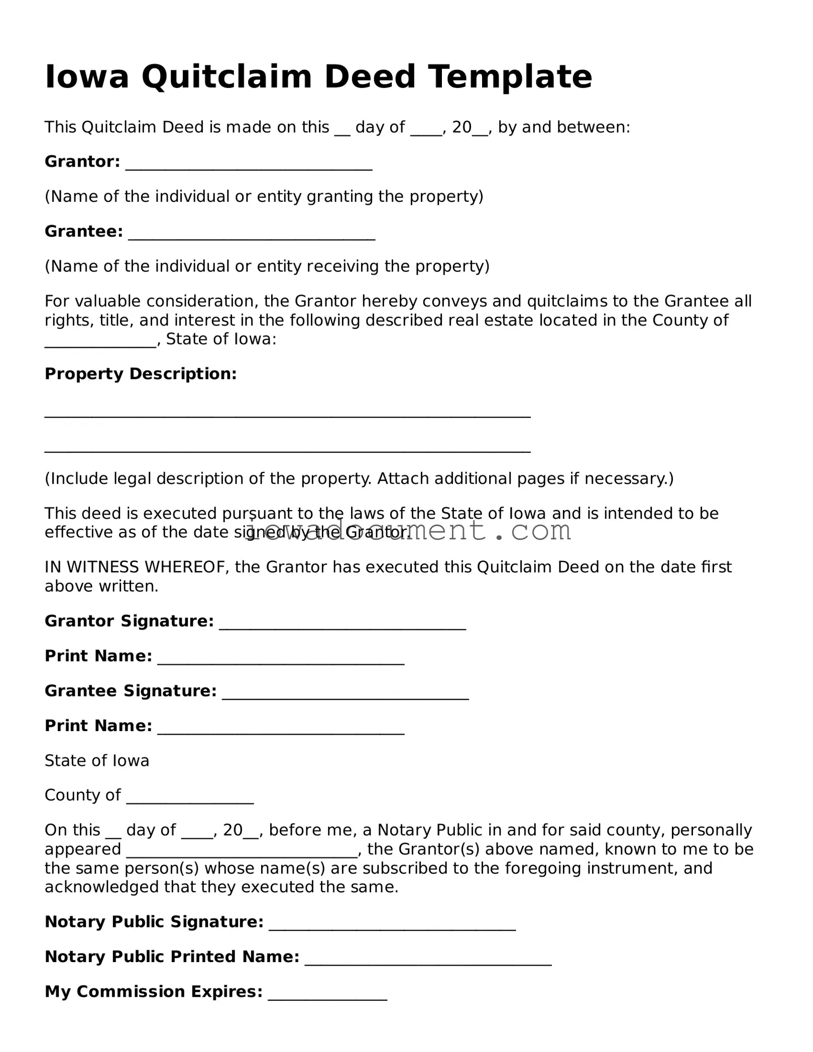 Attorney-Approved Iowa Quitclaim Deed Form