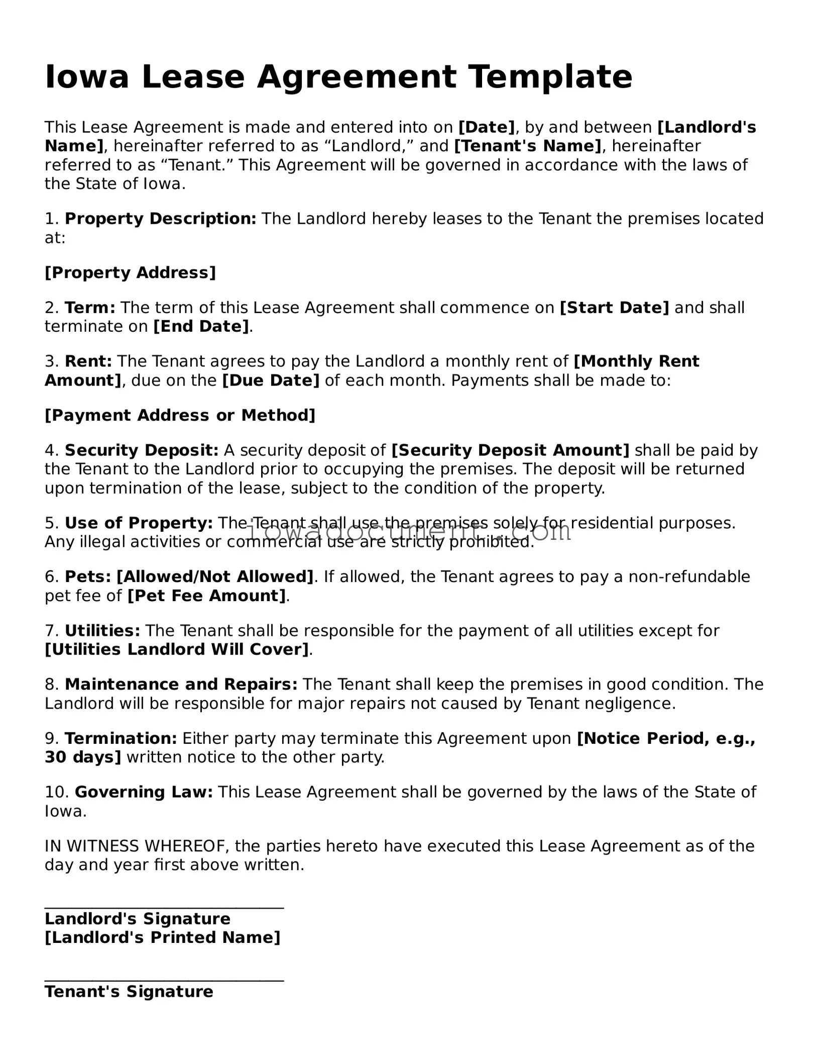 Attorney-Approved Iowa Lease Agreement Form