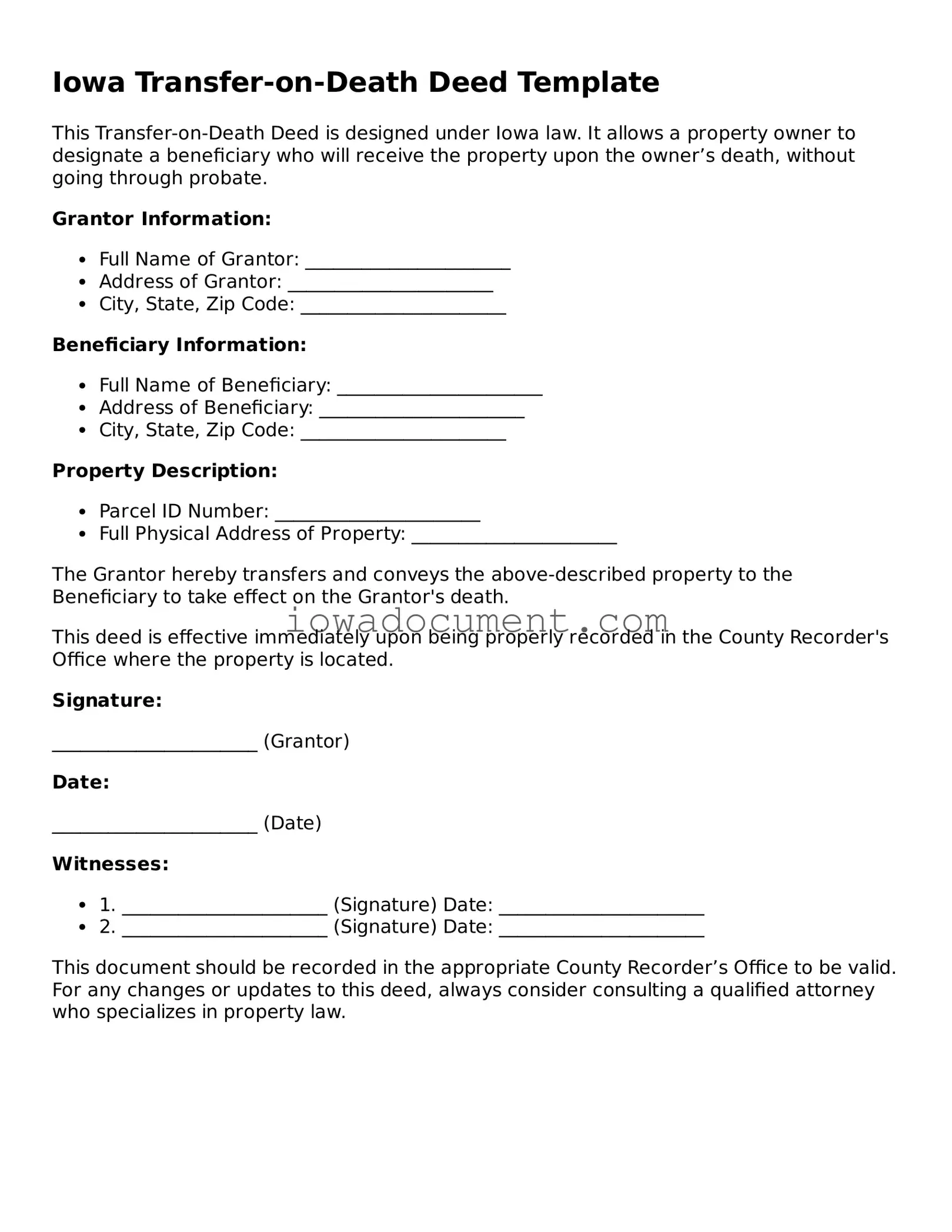 Attorney-Approved Iowa Transfer-on-Death Deed Form