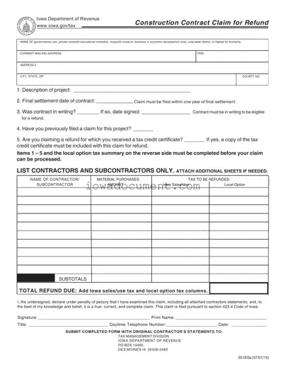Blank Iowa 35 003A Template