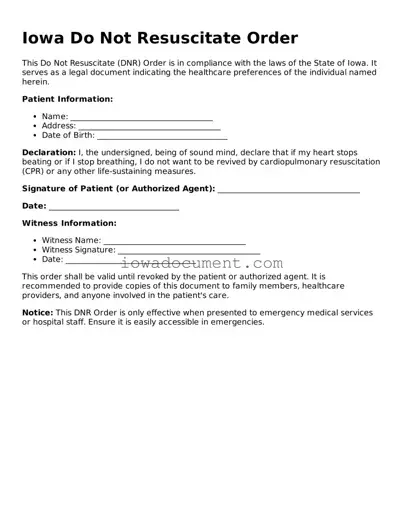 Attorney-Approved Iowa Do Not Resuscitate Order Form