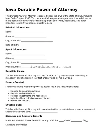Attorney-Approved Iowa Durable Power of Attorney Form