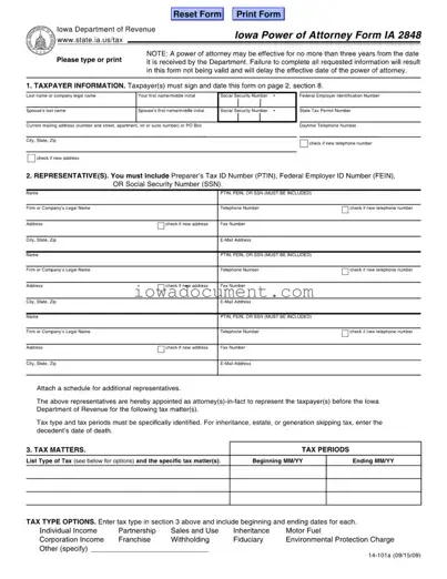 Blank Iowa Ia 2848 Template
