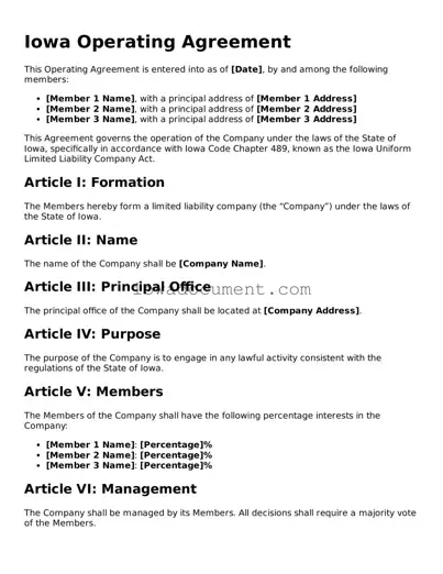Attorney-Approved Iowa Operating Agreement Form
