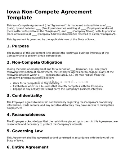 Attorney-Approved Iowa Non-compete Agreement Form