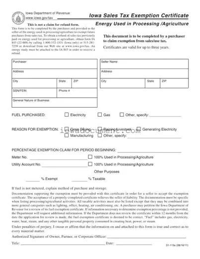 Blank Iowa Resale Certificate Template
