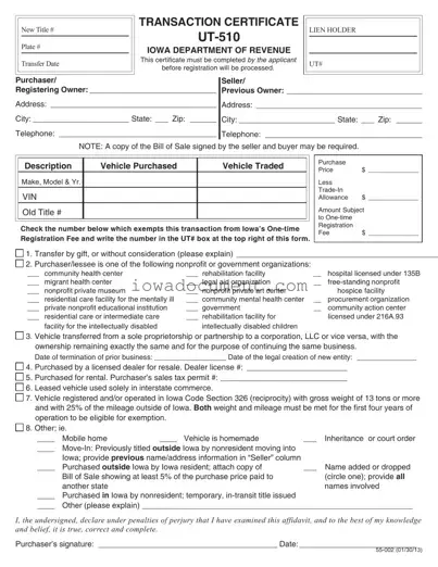 Blank Ut 510 Iowa Template