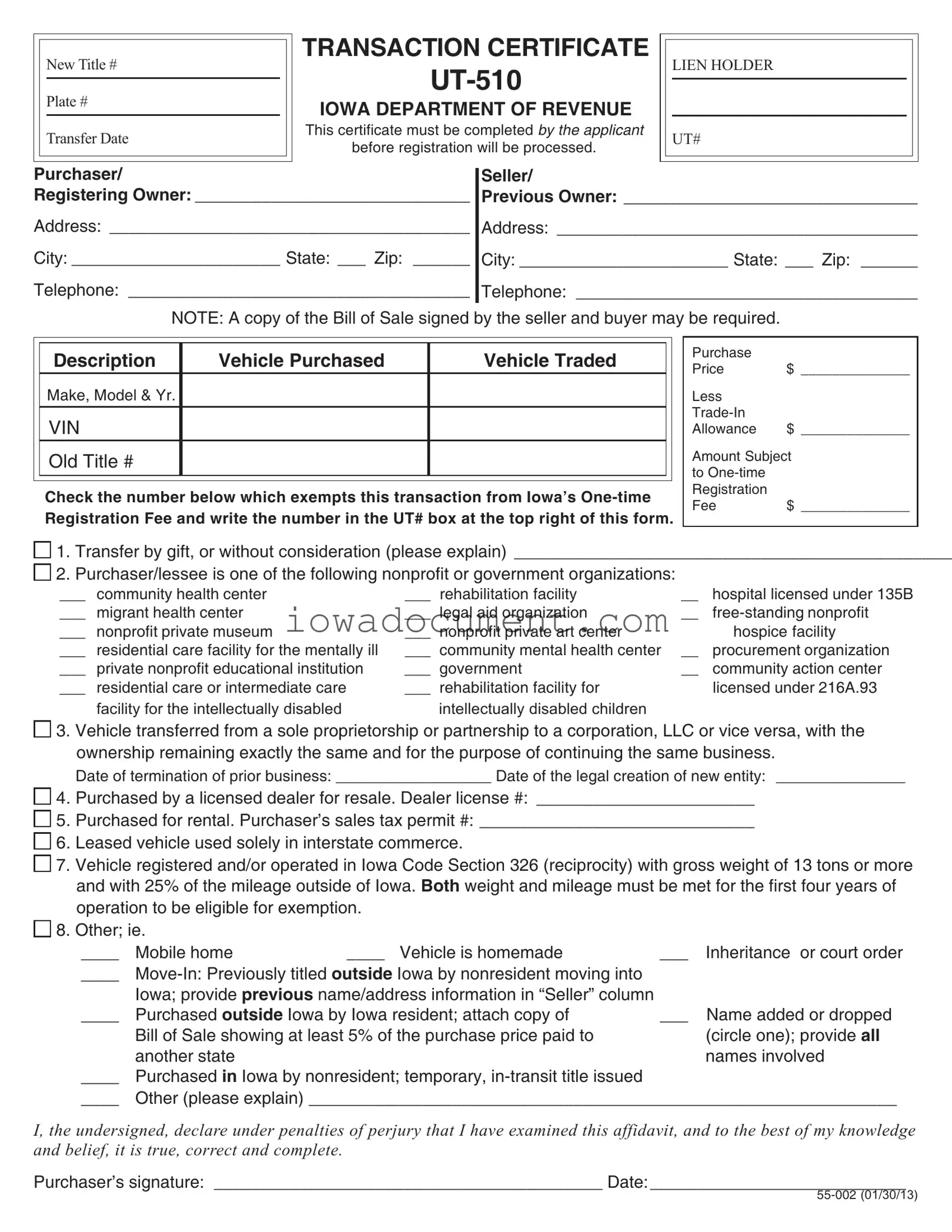 Blank Ut 510 Iowa Template